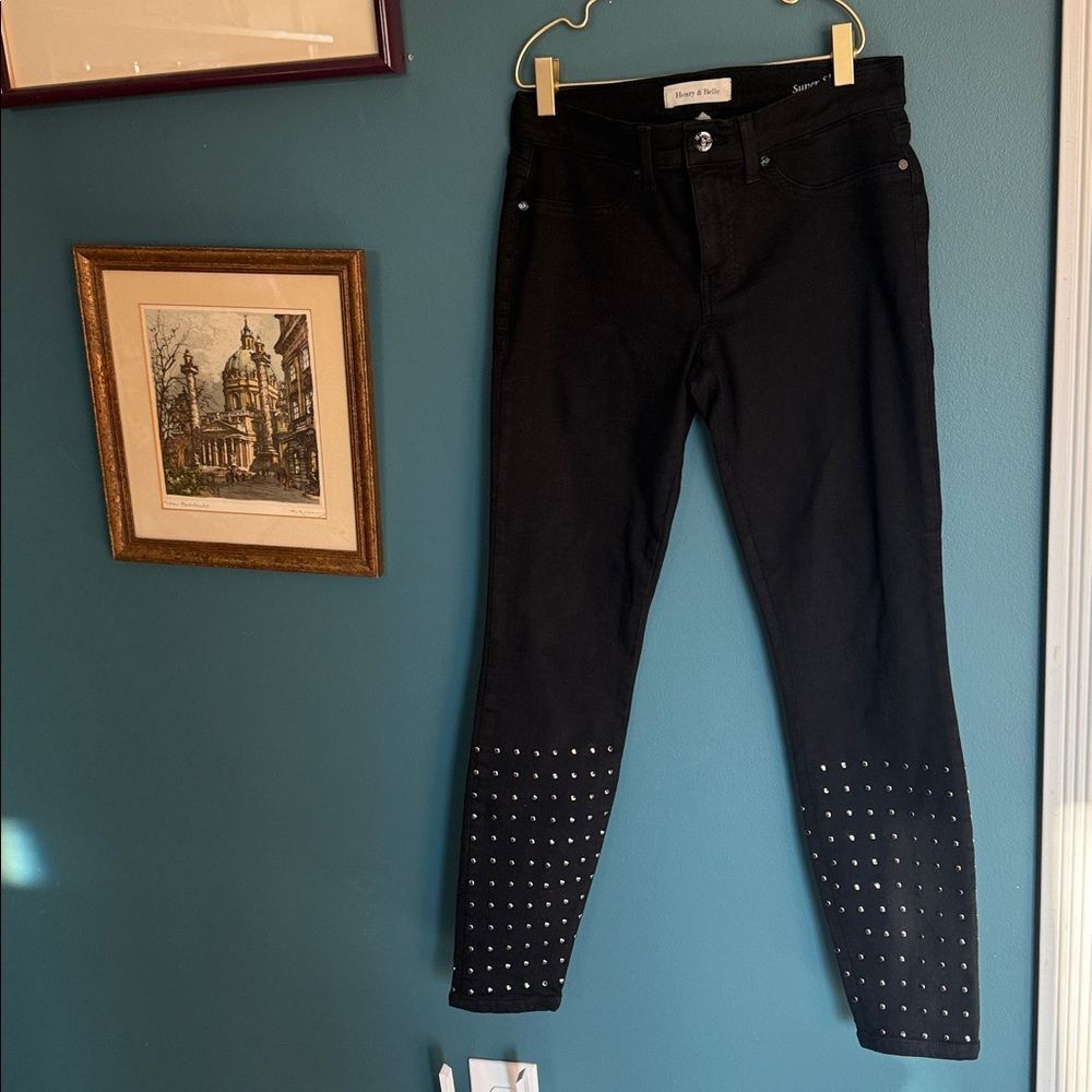 Henry & Belle Black Skinny Jeans with Silver Stud Detailing